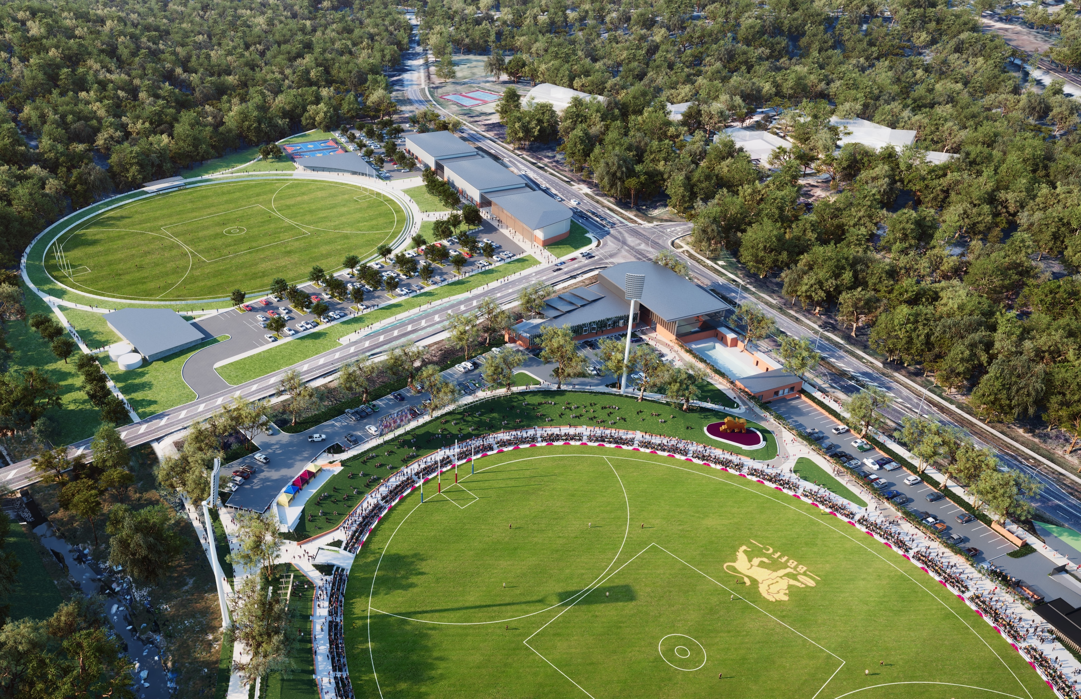 Aerial render of Recreation Centre